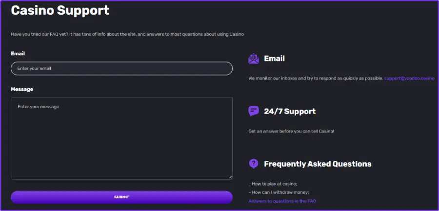 Voodoo Casino Support